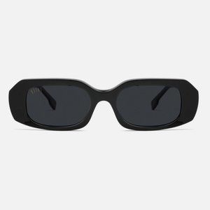 9FIVE Black Wide Polarized Rectangle Sunglasses